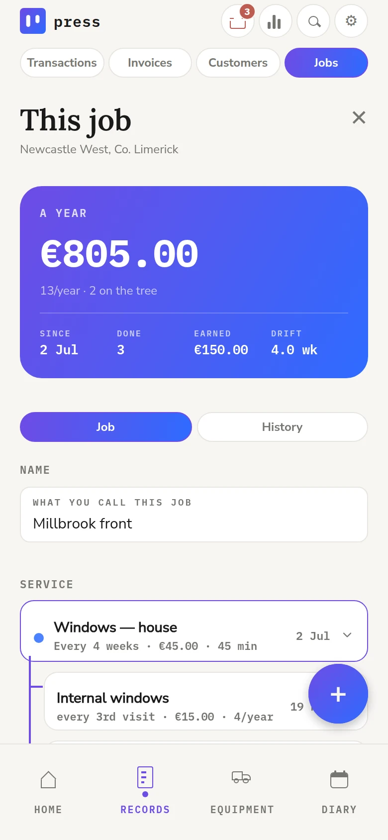 A job worth 805 euro a year, with an extra service every third visit